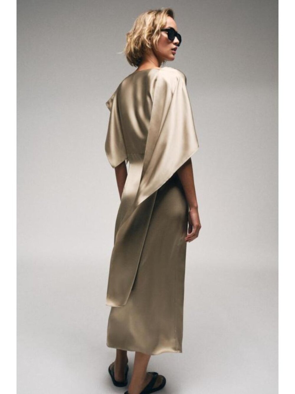 ZARA SATIN EFFECT CAPE MIDI DRESS 7001/625/979